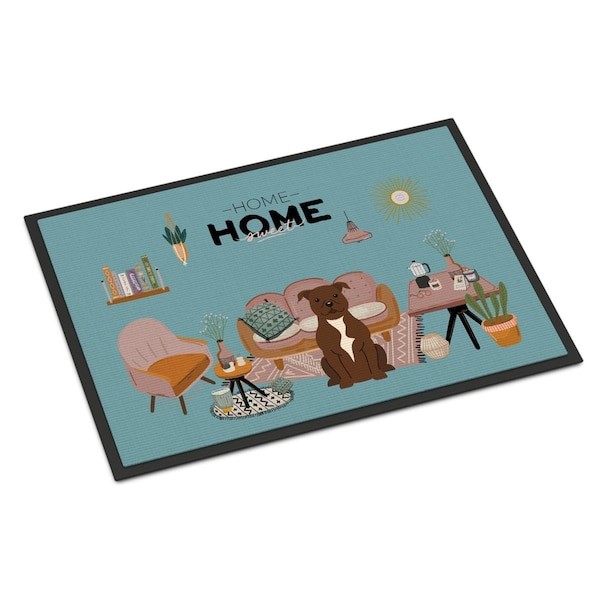 Carolines Treasures 24 x 36 in. Chocolate Staffordshire Bull Terrier Sweet Home Indoor or Outdoor Mat CK7893JMAT - main